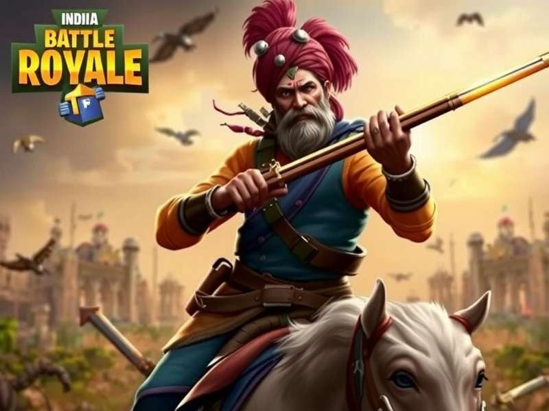 Indus Battle Royale gameplay screenshot showing character in vibrant Indian-inspired map
