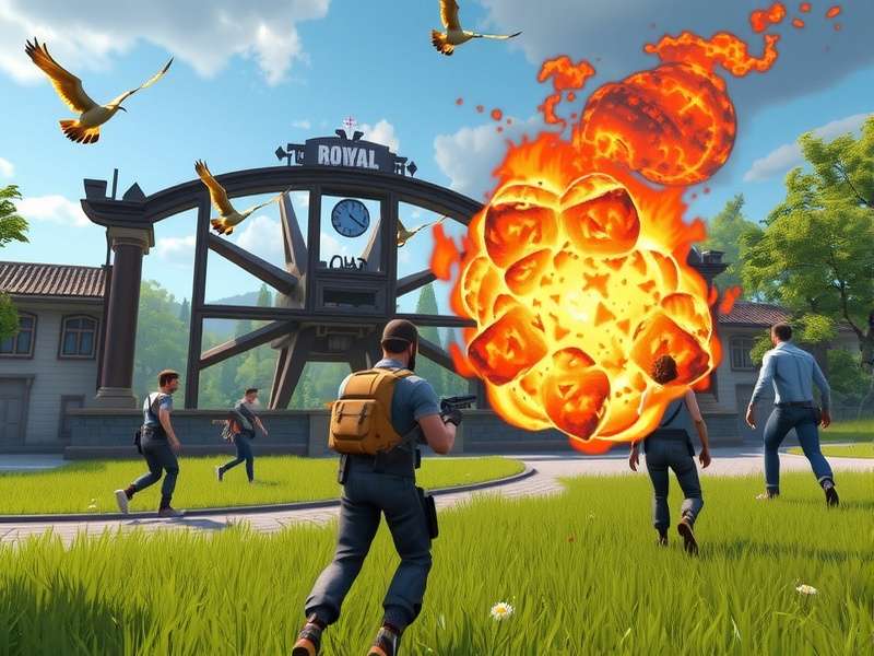 Fortzone Battle Royale gameplay screenshot showing action in Indus map