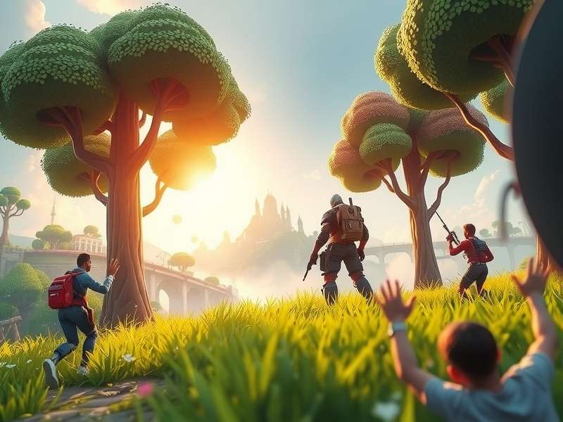 Dynamic Fortnite gameplay scene with character building and combat