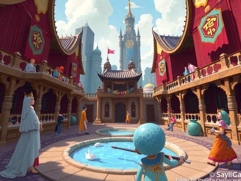 Indus Battle Royale gameplay screenshot showing a squad in a vibrant Indian-inspired landscape