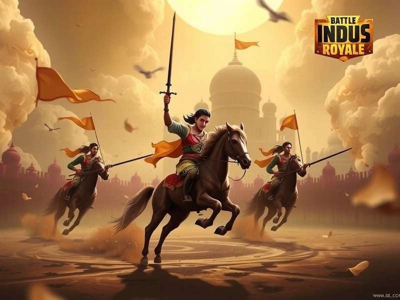 Indus Battle Royale gameplay screenshot showing futuristic map and characters