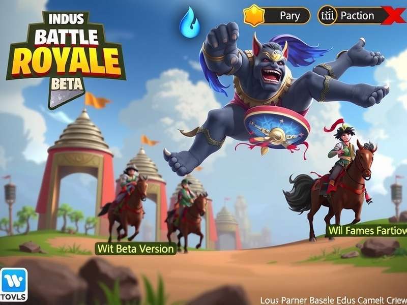 Indus Battle Royale Beta Version gameplay screenshot showing characters and map