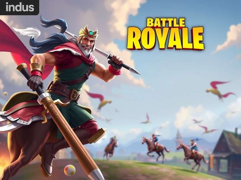 Indus Battle Royale Mobile Game – Hero splash art featuring Indian-inspired futuristic battleground