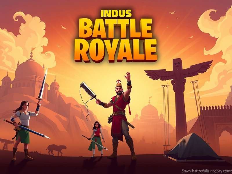 Indus Battle Royale 2025 – official key art with Indian warrior themes and futuristic battleground