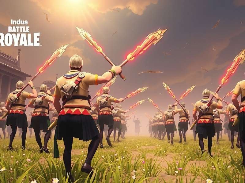 Indus Battle Royale 2023 gameplay action screenshot featuring diverse characters and vibrant Indian-inspired landscape