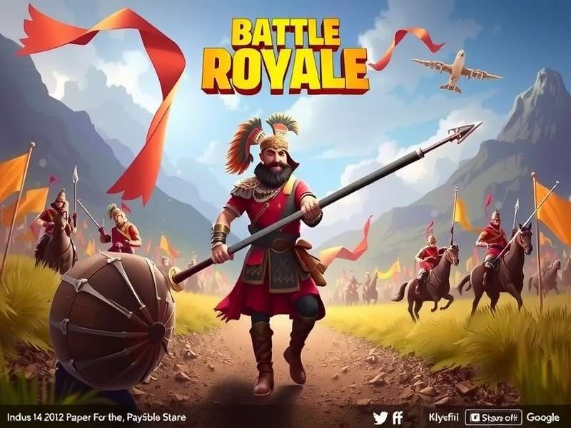 Indus Battle Royale game poster featuring key art with weapons and battleground