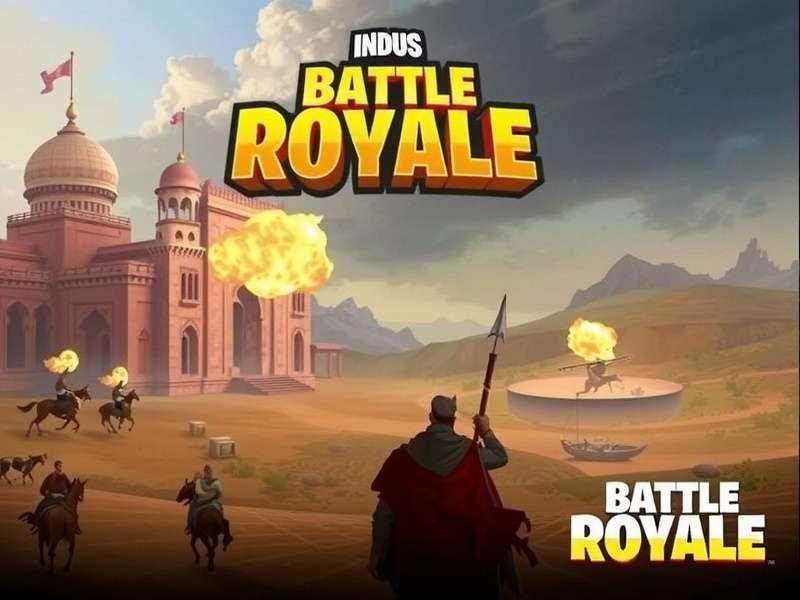 Indus Battle Royale download free – gameplay screenshot showing Indus Valley inspired battleground with ancient temples and futuristic elements